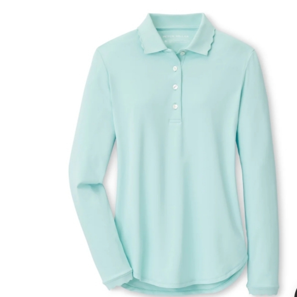 Peter Millar Womens Opal Long Sleeve Stretch Jersey Polo Size XXL